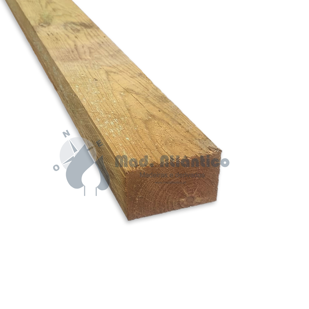 Barrote de Pinho Nórdico Tosco Tratado – 4500 x 100 x 70 mm